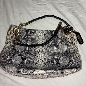 Cynthia Rowley Black and Gray Snake Print Shoulder Bag